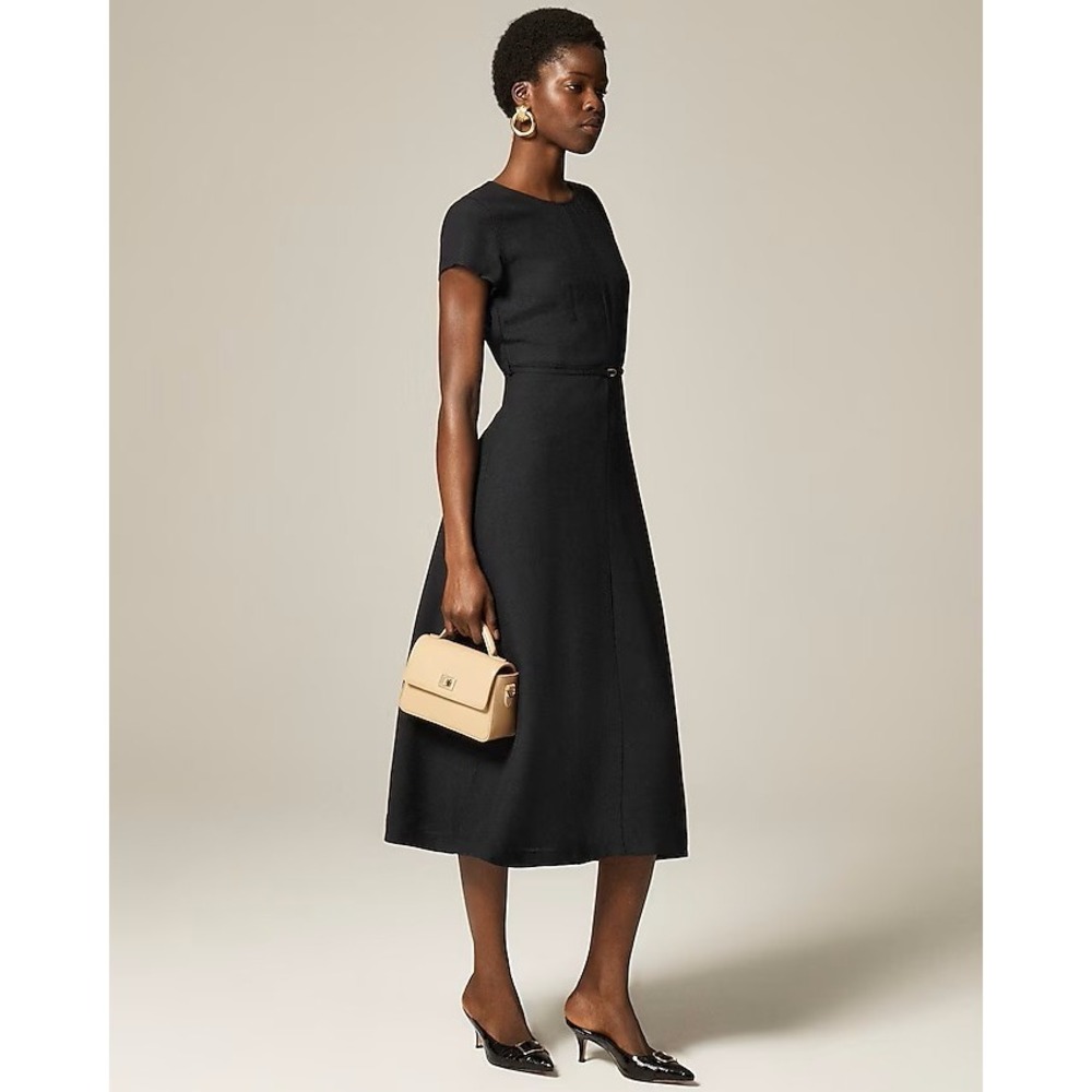 J.Crew Mathilde dress in luster canvas Size 14 Black NWT